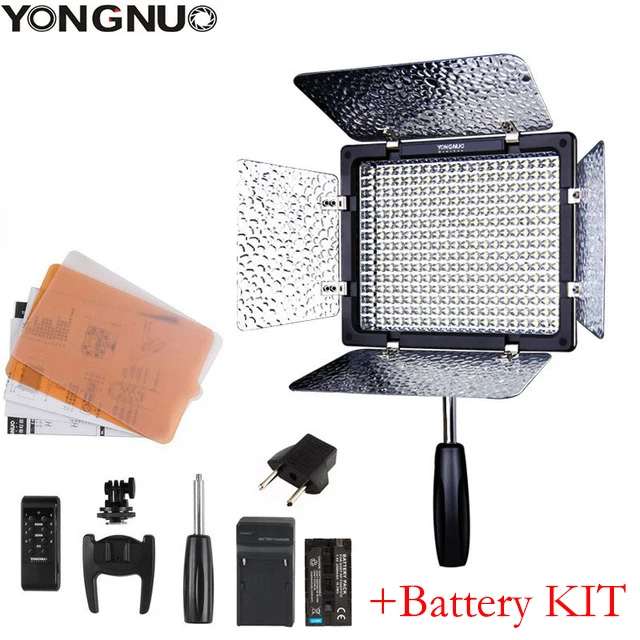 Светодиодный светильник Yongnuo YN300 III YN-300 III 3200 k-5500 K CRI95 для фото-и видеосъемки на выбор с адаптером питания переменного тока+ аккумулятором - Цвет: YN300III Battery KIT