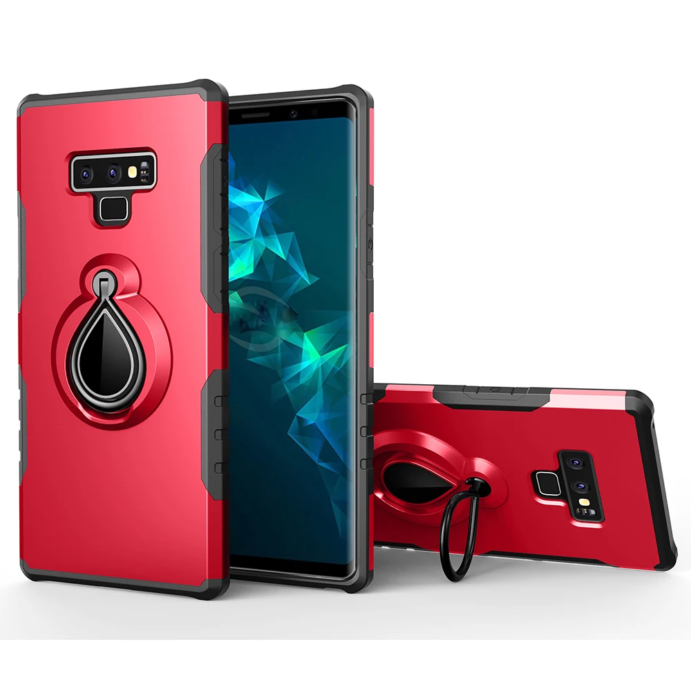 Броня подставка чехол для samsung Galaxy A3 A5 A7 A8 Магнитный палец кольцо Duty Hybrid Пластик ударопрочный телефон крышка - Цвет: Красный