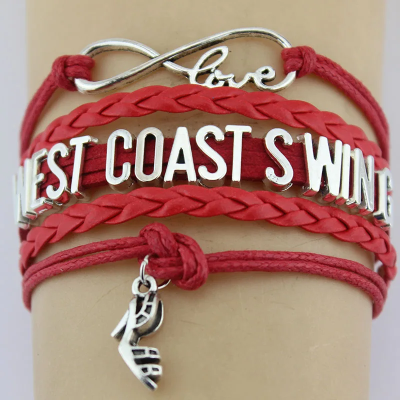 Infinity Love West Coast Swing Bracelets Dance High heels Charm Handmade Rope Leather Bangles For Women Men Jewelry | Украшения и