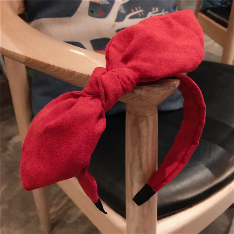 Haimeikang полоса/точка/плед повязка для головы с принтом ткань большое мохнатое кроличье ушко обруч для бант для волос для девочек полосы головная повязка, аксессуары для волос