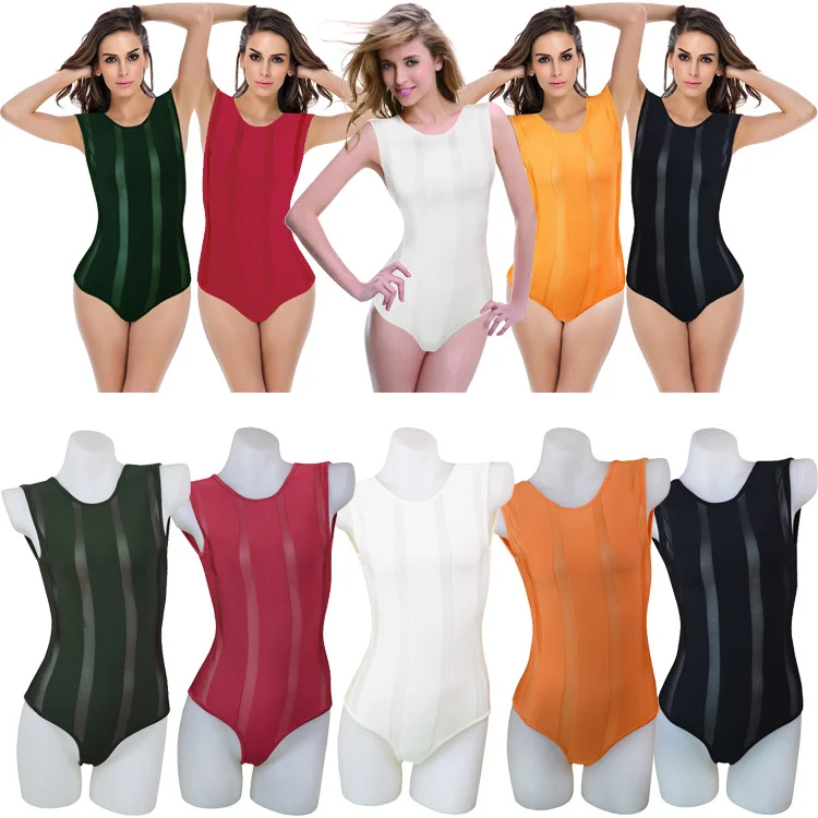 

2018 Summer Crop Top Women Sexy Bodysuits Knitted Bodycons Sleeveless Bandage Bodysuits Multiple Color Skinny Party Vestido HL