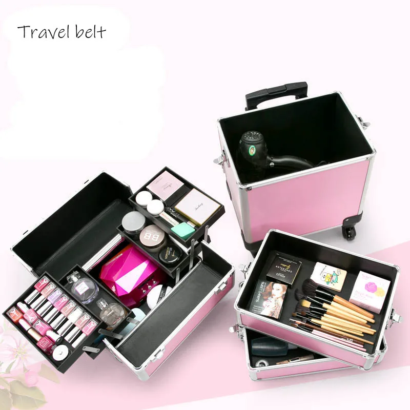 

Travel Belt High capacity Professional Cosmetic case Multifunction Rolling Luggage Spinner brand Multi-layer Suitcase Wheels