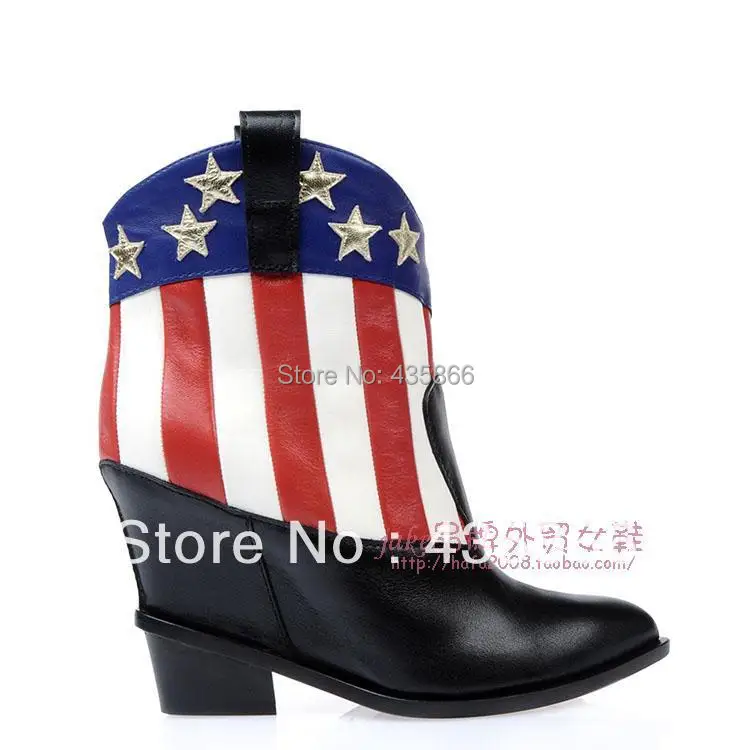 2013 GZ New Style Women's Red and White Stripes Inside Heighten Short Boots high heels shoes | Обувь