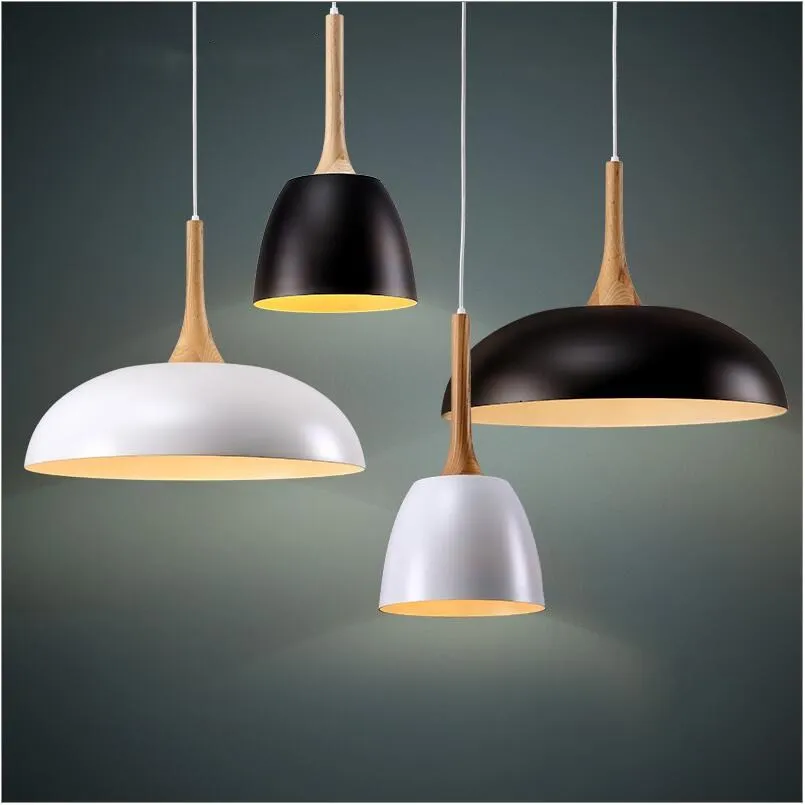 

Nordic Pendant Lights Wood Aluminum Lampshade Industrial Lighting Loft Lamparas Dining Room Pendant Lamp E27 Light Fixtures