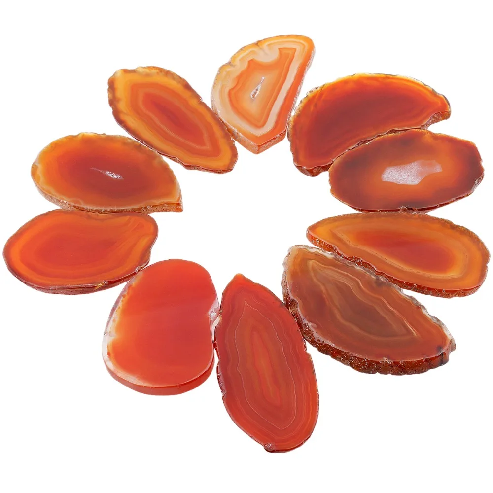

1Lot (5Pc) Natural Polished Light Table Agate Slices Dyed Red,Irregular Healing Crystal Collection Home Decoration 1-2''