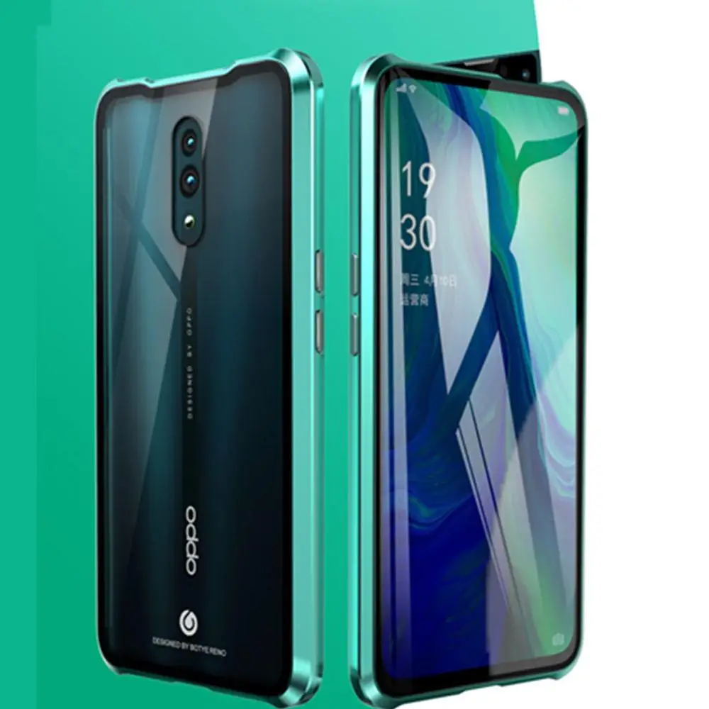 Чехол на магните для OPPO Reno 10X Zoom, чехол на переднюю панель+ заднюю, двухсторонний, 9 H, чехол из закаленного стекла для OPPO Reno CPH1919, металлический бампер, чехол