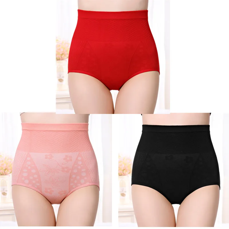 1 red 1 pink 1 black ZYSK, 3 шт./лот, женские бесшовные трусы с высокой талией, хлопковое нижнее белье, женские удобные физиологические герметичные трусики - Цвет: 1 red 1 pink 1 black