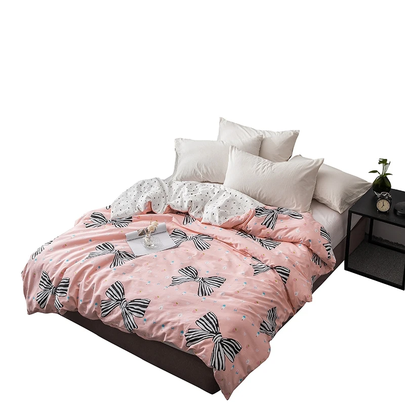 Красивый бант Твин Полный queen king size 100% хлопок 1 шт. розовый постельное белье