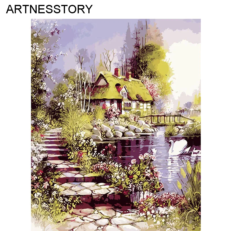 ARTNESSTORY Unframed живопись по номерам животных Лебедь дом фотографии холст картины для