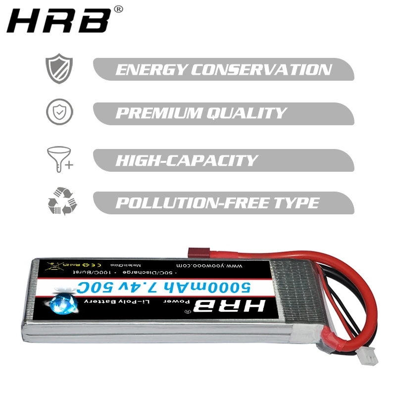 HRB Lipo 2S батарея 5000mah 7,4 V T Deans XT60 TRX XT90 EC5 50C для Traxxas Багги автомобили грузовик гоночные дроны лодка RC части
