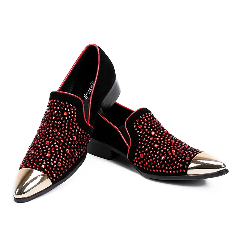 Роскошные красные модельные туфли со стразами на свадьбу новая мужская обувь в