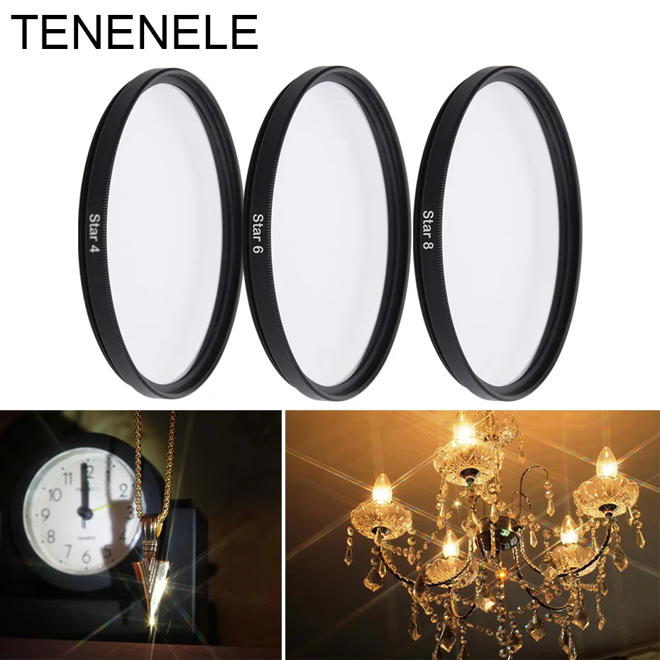 Фото TENELE Star 4 6 8-линейные точечные фильтры, крестовая камера Filtro 37/40,5/46/49/52/55/58/62/67/72/77 мм для зеркальной камеры Nikon Canon Sony №2