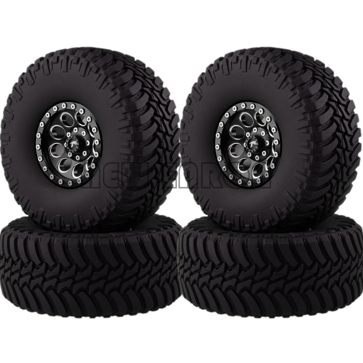 BLACK-BLACK ENRON 4P 2," Beadlock Колесные диски ступицы и 128 мм шины для RC 1/10 скалолазание гусеничный осевой TRX4 Tamiya HPI 90056 90053 - Цвет: BLACK-BLACK