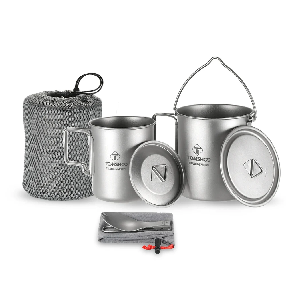 

TOMSHOO 3 шт. титановая чашка для воды, кружка, набор, легкая кружка, Открытый Кемпинг, горшок, пикник, висячий горшок, кухонные горшки с складная ...
