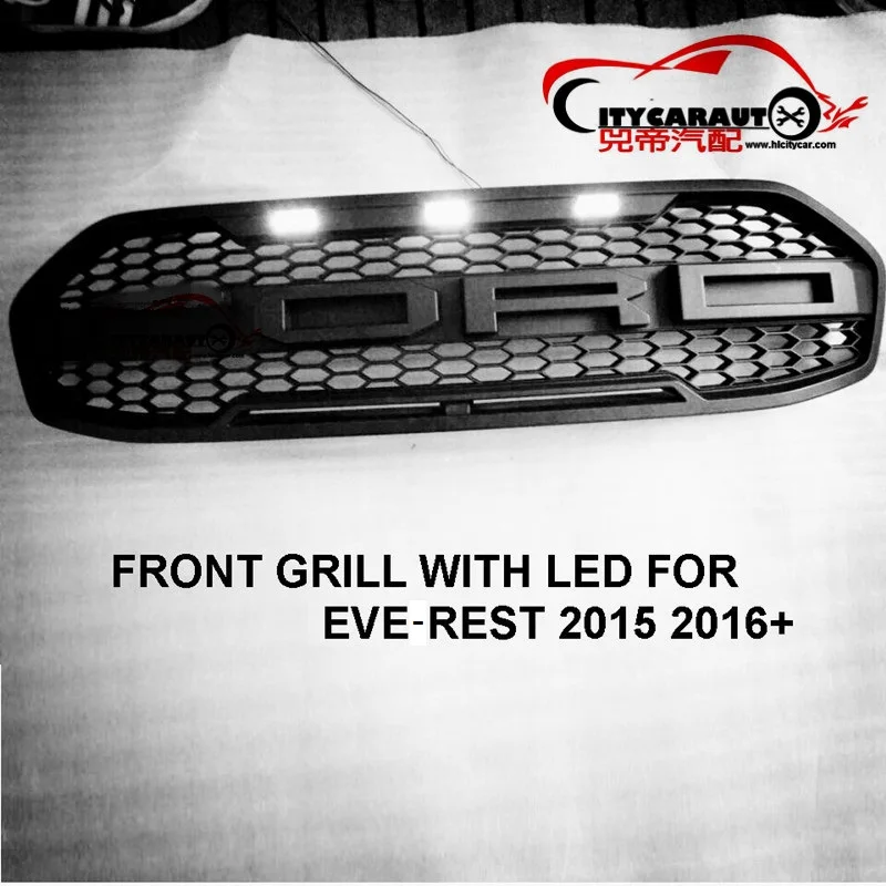 CITYCARAUTO TOP QUALIY LED Grille Front racing raptor grills cover Fit for ford Everest endeavour 2015-2017 GRILLE ABS Black | Автомобили