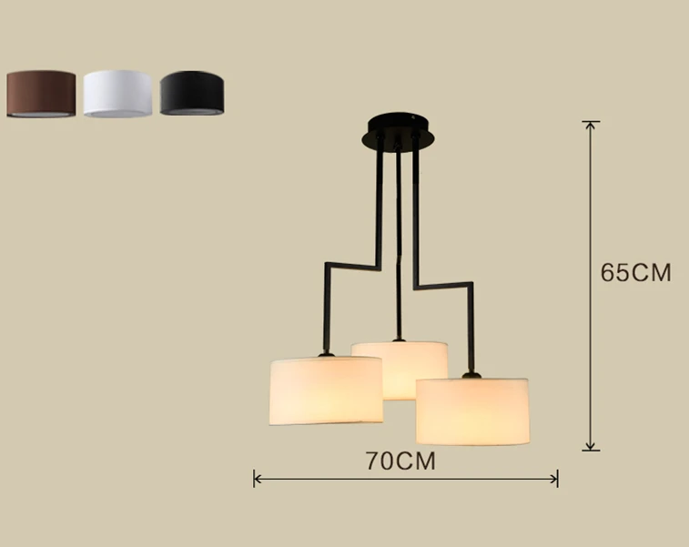 3 light dia70 H65cm Современный минимализм светодиодная Люстра для гостиной неправильный блеск E27 ткань оттенков люстра освещение, лампа для установки в помещении светильники - Цвет абажура: 3 light dia70 H65cm