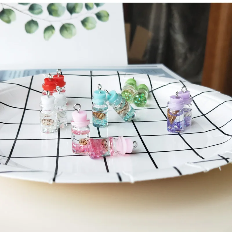 

New 10pcs/lot Drifting Bottle Shell Design Charms 3D Fashion Bottle Pendants Earring Charm Fashion Jewelry Accessories YZ349