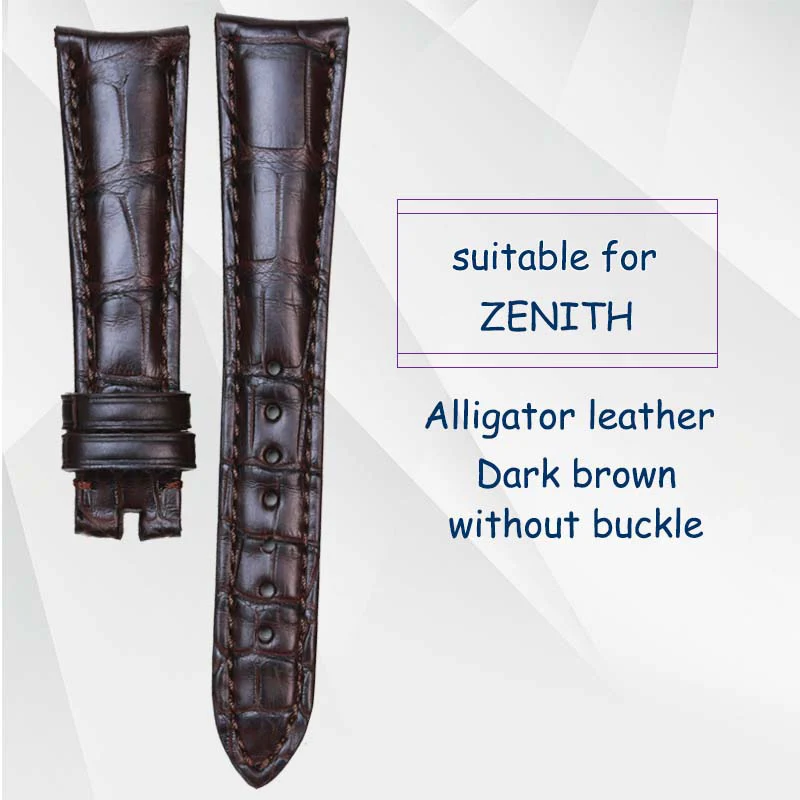 Dark Brown without B Pesno подходит для Зенит звезда черный темно коричневый ремень браслет Аллигатор крокодиловая кожа женский ремешок с бамбуковым покрытием - Цвет ремешка: Dark Brown without B