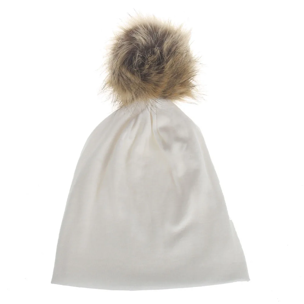Зима 2017 детская шапка с меховым помпоном и напуском хипстерская для мальчиков
