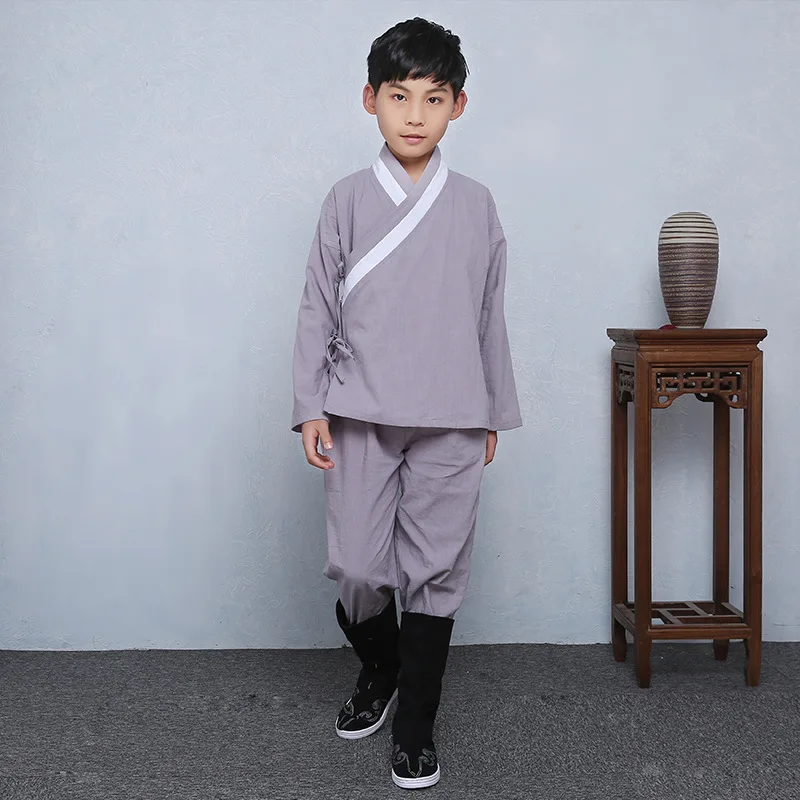 Для маленьких мальчиков с длинным рукавом 2 шт. Hanfu костюм Винтаж детская Карнавальная одежда Китайский древних одежда костюм сценическое