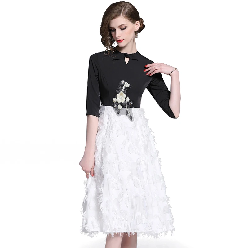 Trytree/летнее Повседневное платье с цветочной аппликацией и бантом женские платья