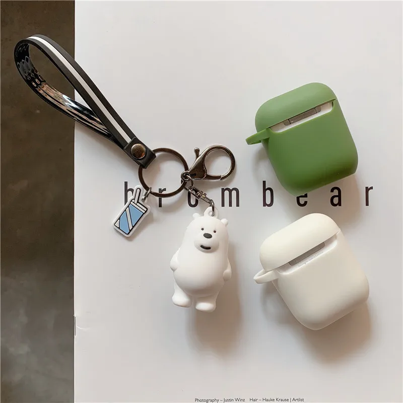 Милый мультяшный медведь декоративный силикон чехол для Apple Airpods чехол Аксессуары Защитный чехол Bluetooth наушники чехол Брелок
