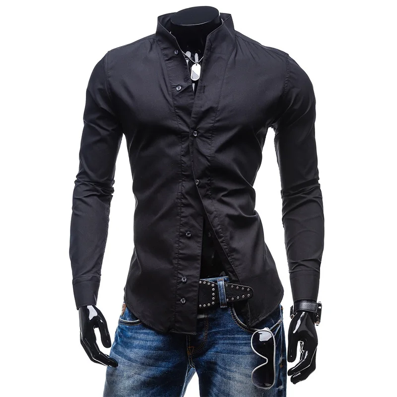 Zogaa Для мужчин рубашки социальной 2019 новый бренд Демисезонный Slim Fit платье