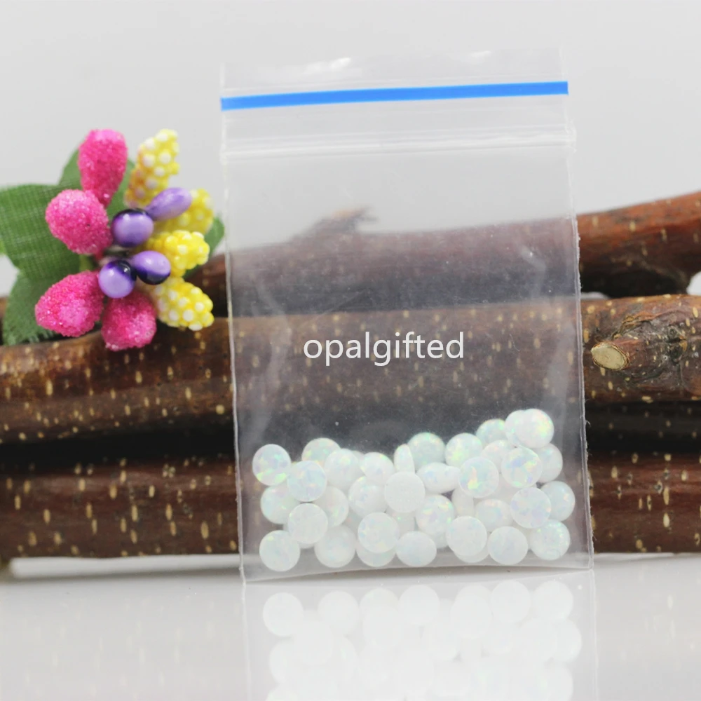 Белый Огненный синтетический опал op17 Круглый Кабошон 4 мм Опал для изготовления