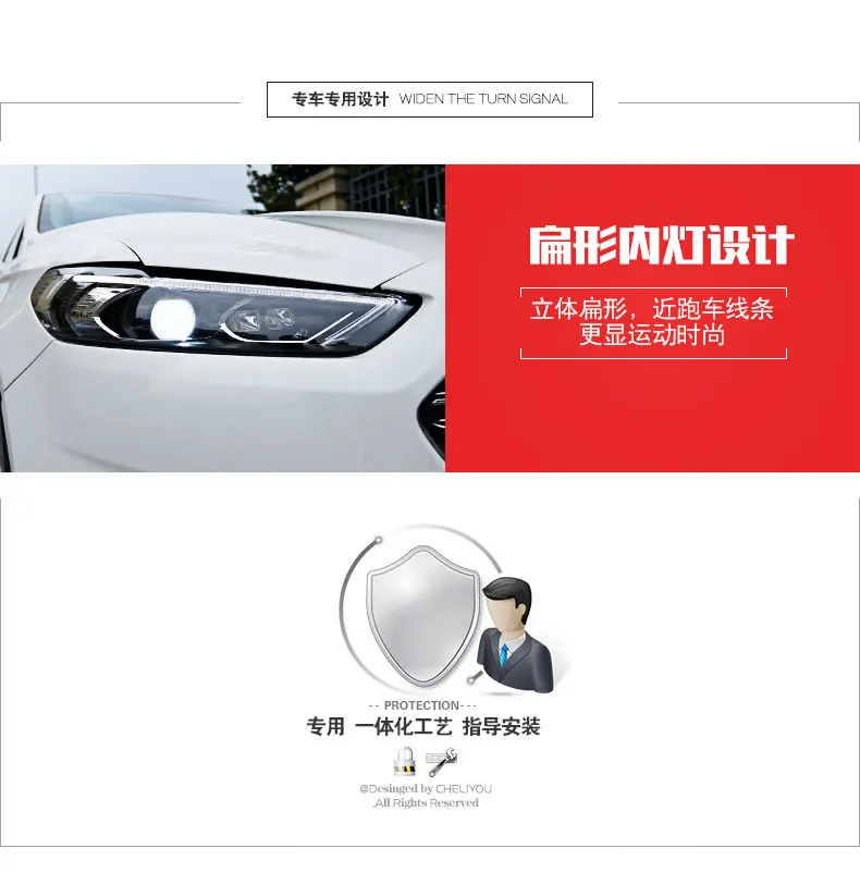 Автомобильный Стайлинг для Ford Mondeo 2013- светодиодный фонарь для нового Fusion Головной фонарь динамический сигнал поворота светодиодный DRL Bi-Xenon HID