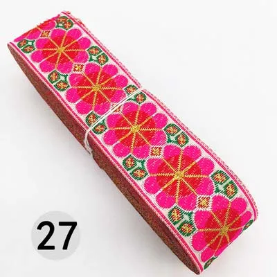 27 7 м/лот, тканая жаккардовая лента шириной 3,3 см, отделка геометрическим тотемным узором для штор и аксессуаров одежды, кружевная ткань HB188 - Цвет: 27