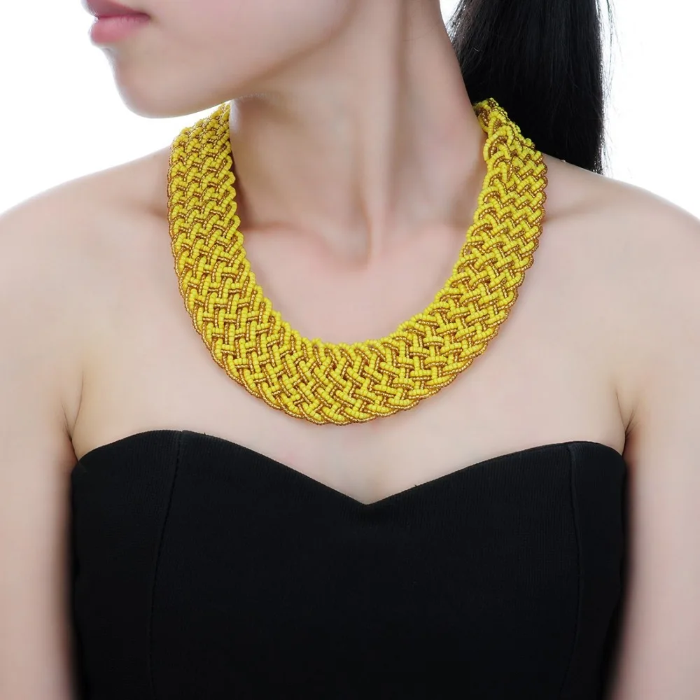 Модная Золотая цепочка 11 видов цветов бисер из смолы колье подвеска нагрудник