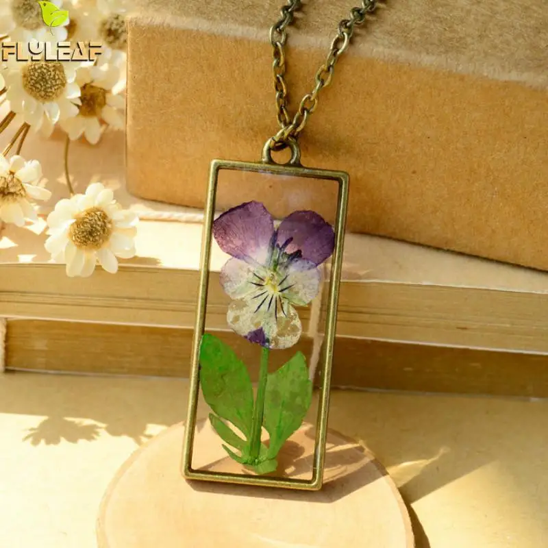 Flyleaf ручной работы натуральные сухие пансийские цветы ожерелья и подвески для