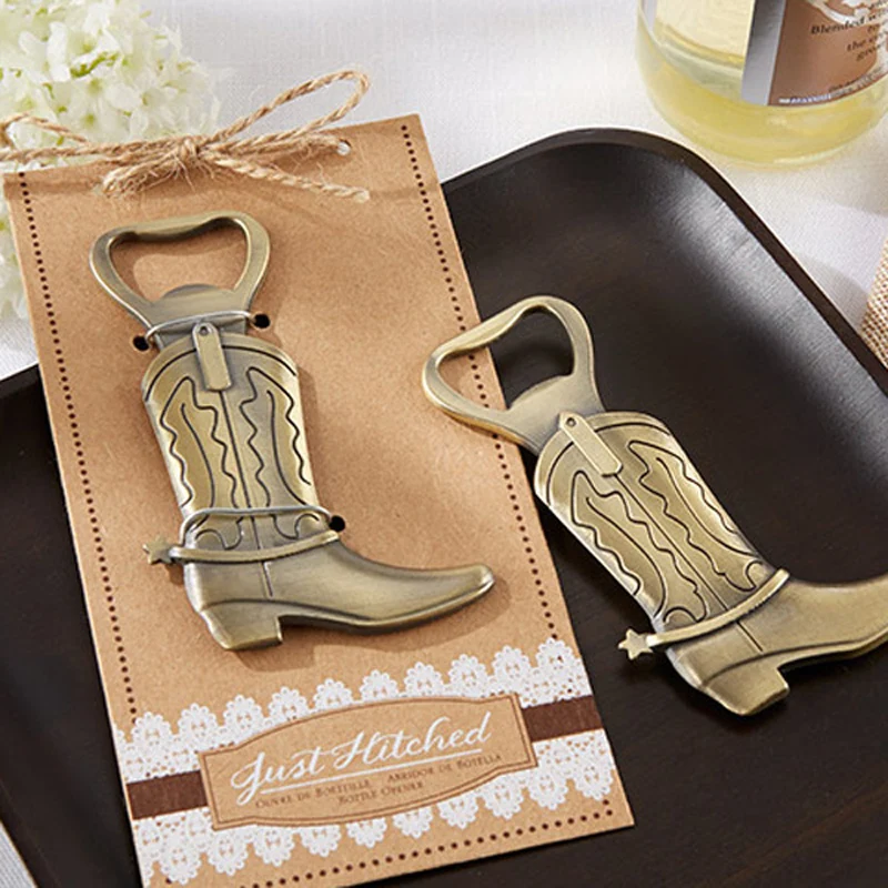 100pcs/LOT NEW ARRIVAL High Quality Western Wedding Party Favors &quotJust Hitched&quot Cowboy Boot Bottle Opener FREE SHIPPING | Дом и сад