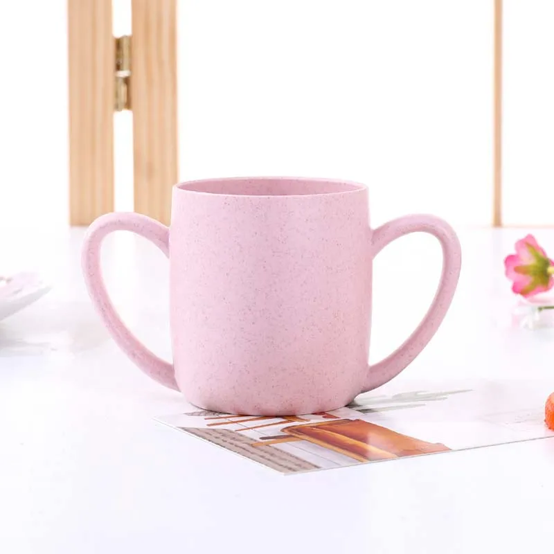 Pink Heart Cup Детские чашки 250 мл Милая Пшеница PP для кормления питья посуда для напитков с ручкой безопасный для природы материал детская посуда молочные чашки - Цвет: Pink Heart Cup