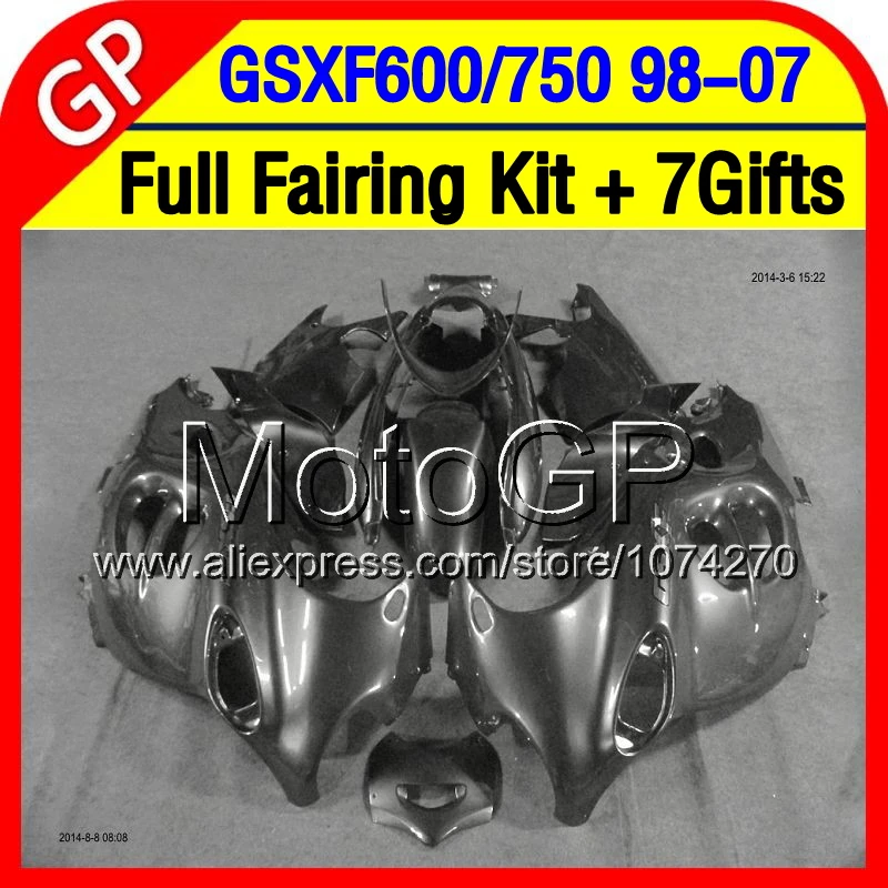 Комплект Для SUZUKI GSXF600 2003 2004 2005 2006 ВСЕ Серый 2007 6PA93 GSXF750 блеск серебристо-серый 03 04 05