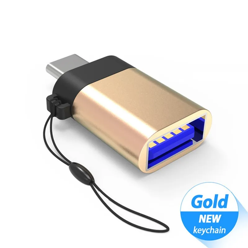 Gold with Sring Robotsky type C USB 3,0 конвертер usb type C OTG Кабель-адаптер для samsung Galaxy S8 S9 huawei P20 - Цвет: Gold with Sring