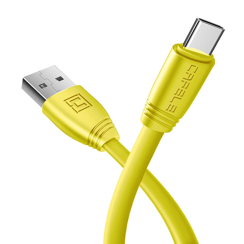 Yellow CAFELE плоский USB кабель type C кабель для зарядки телефона для samsung huawei Xiaomi Oneplus телефон type C порт прочный кабель для мобильного телефона - Цвет: Yellow