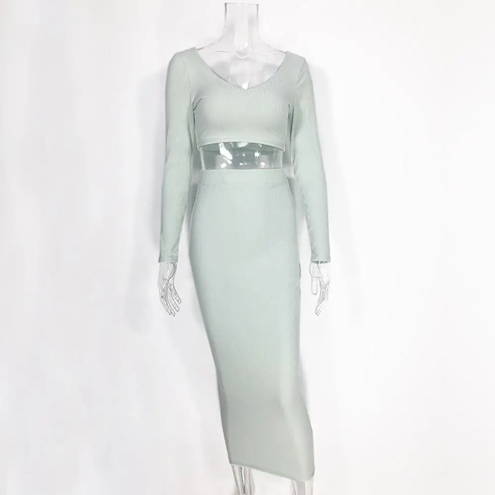 Женский трикотажный костюм с юбкой-карандаш привлекательный укороченный топ