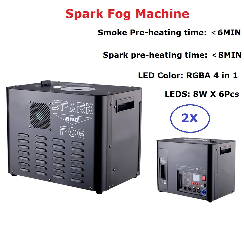 Flightcase Packing 2300W High Power Spark Fog Machine RGBA 4IN1 LED Cold Spark Firework Fountain Machine DMX And Remote Control