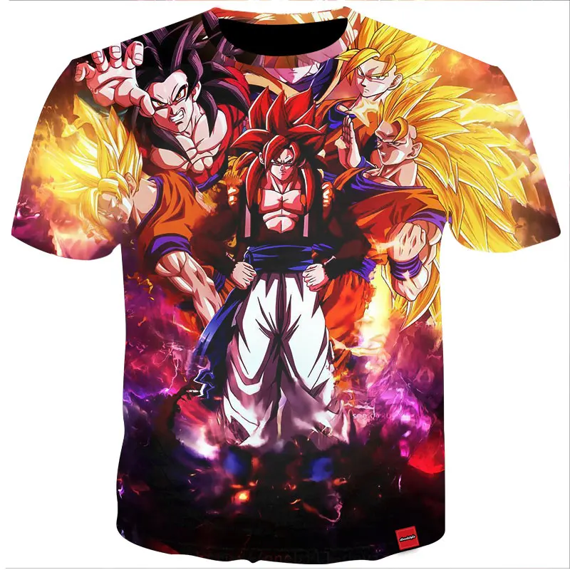 7XL Летние футболки Для мужчин принтом Goku Dragon Ball 3D футболка классная футболки для девочек топы с принтами из аниме для Для мужчин Уличная размера плюс пользовательские Прямая поставка