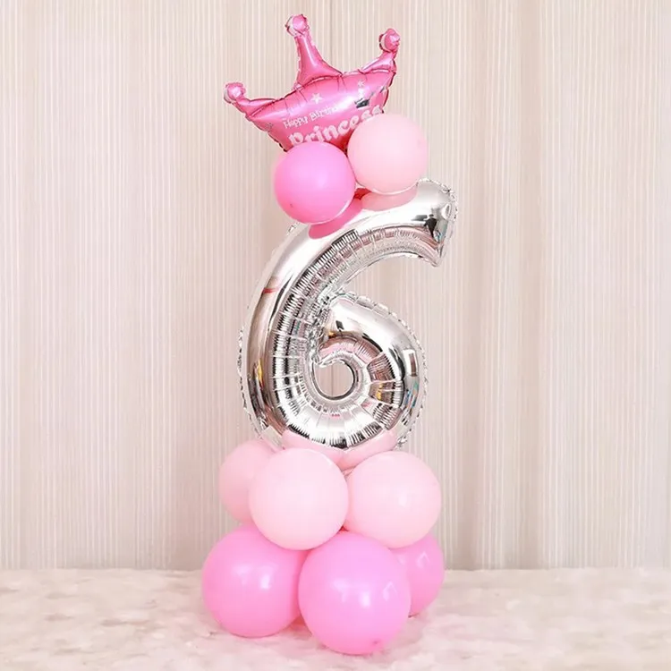 Silver pink 6 LAPHIL 17 шт. золотые серебряные воздушные шары из фольги в виде цифр Единорог шары с днем рождения шар День Рождения украшения Дети латекс балон - Цвет: Silver pink 6