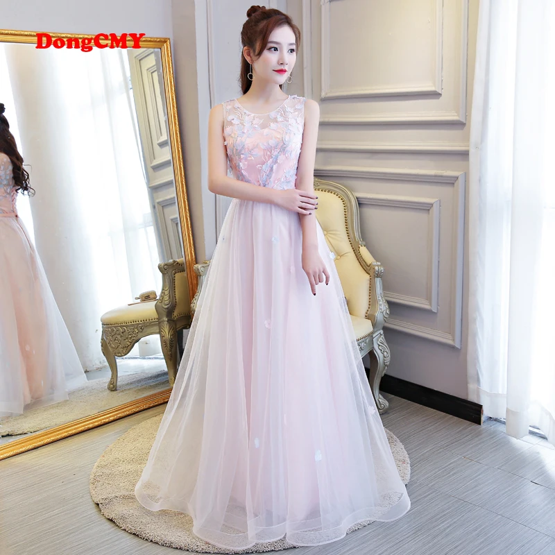 

DongCMY CGX 2022 new arrival fashion formal long lace elegant lace pink evening dress for women