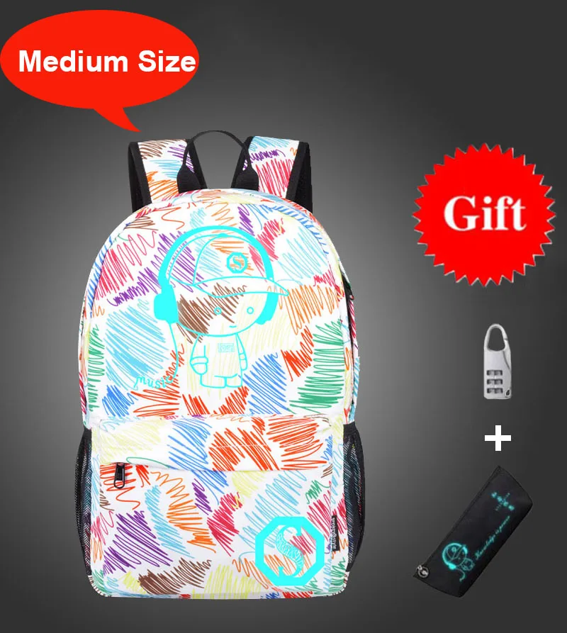 style 24 medium size Антикражные сумки, ночник, детский школьный рюкзак, чехол-карандаш, аниме светящиеся школьные сумки для мальчиков и девочек, школьная сумка - Цвет: style 24 medium size