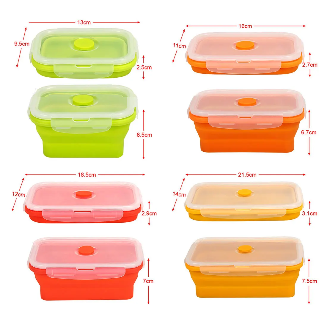 

4PCS/SET Thin Bins Collapsible Containers Food Storage Containers BPA Free Microwave Dishwasher and Freezer Safe