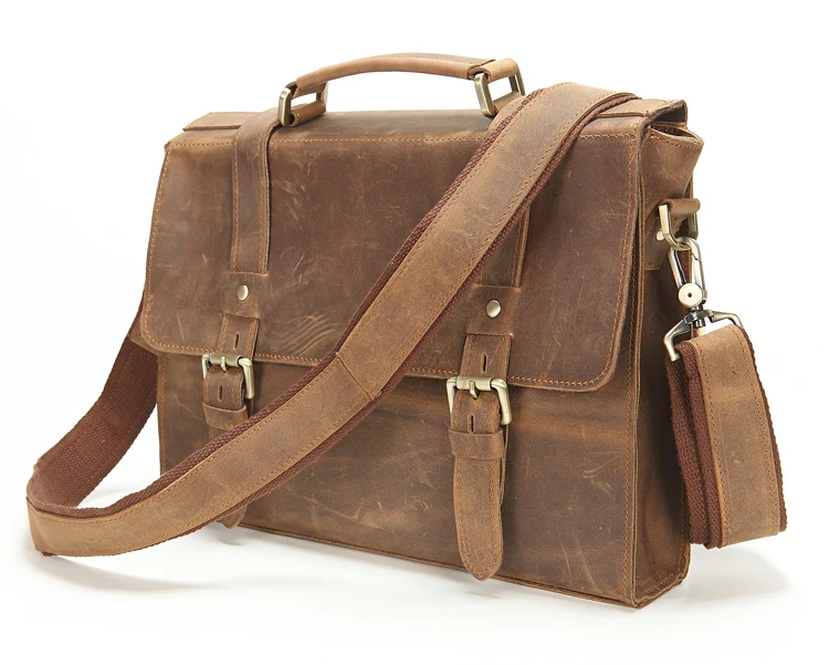 Crazy Horse Genuine Leather Men's Briefcase Laptop Bag men Messenger handbag vintage genuine leather bags tote 2015 business | Багаж и