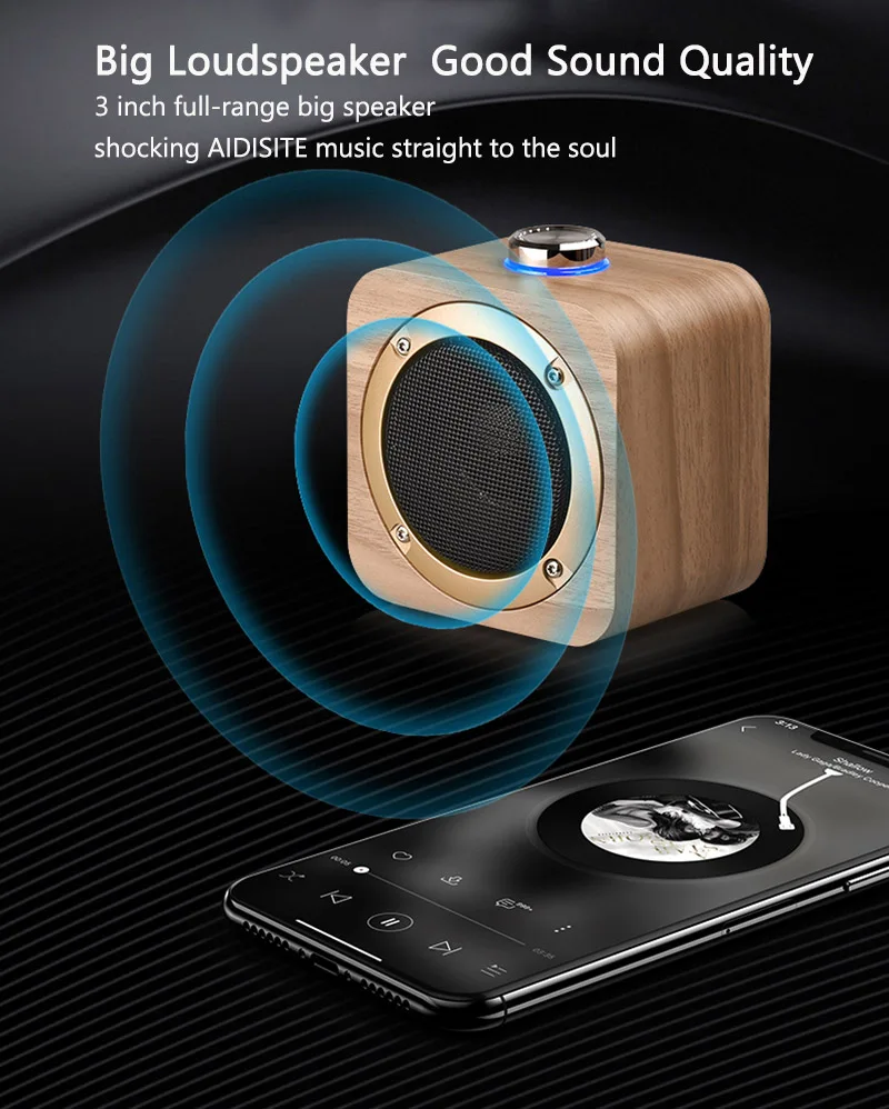 AIDISITE вращающаяся Настройка Bluetooth динамик деревянный беспроводной портативный динамик громкий динамик звук 3D стерео зарядка через usb