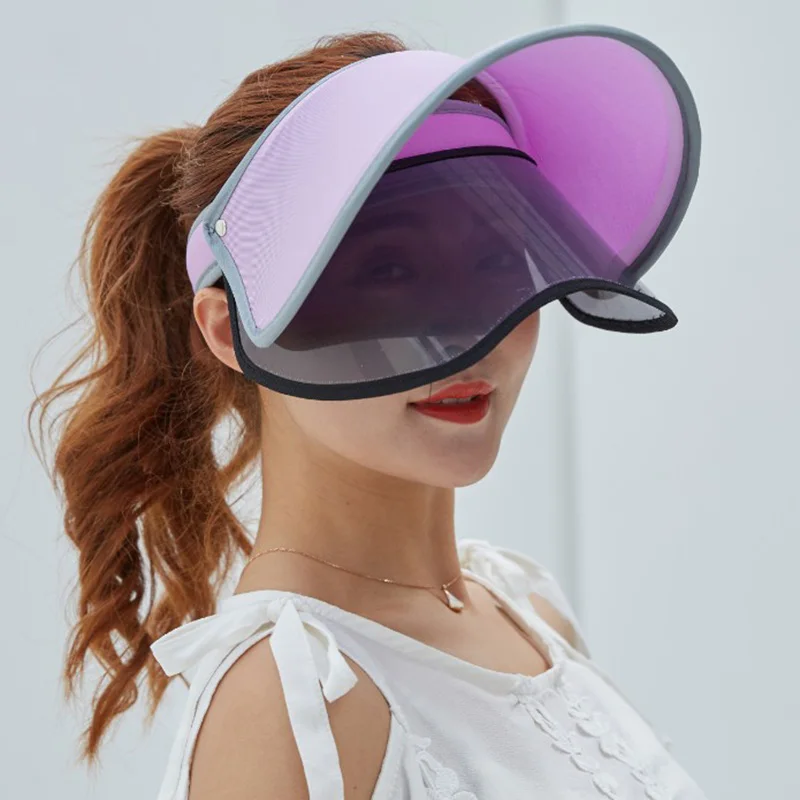 Droppshiping Для женщин летнее солнце защитные шапочки двойной Слои прозрачный пустой