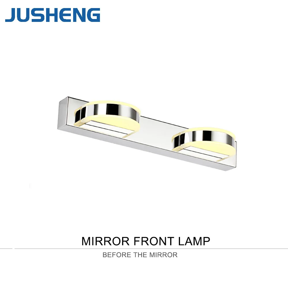 JUSHENG New Modern 2-lights LED Mirror Lamp 8W Bathroom Wall Lighting Fixture Stainless Steel Base Acrylic Lights 32cm | Лампы и