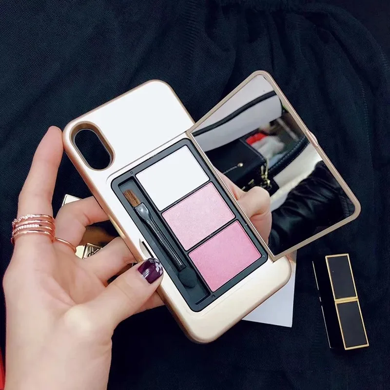 Модная Палетка для теней век косметическое зеркало чехол телефона iphone X XS 7 8 Plus 6 6S