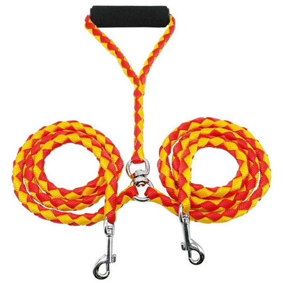 (Быстрая доставка) Новый поводок для собак двойные поводки двух 140 см оплетка без